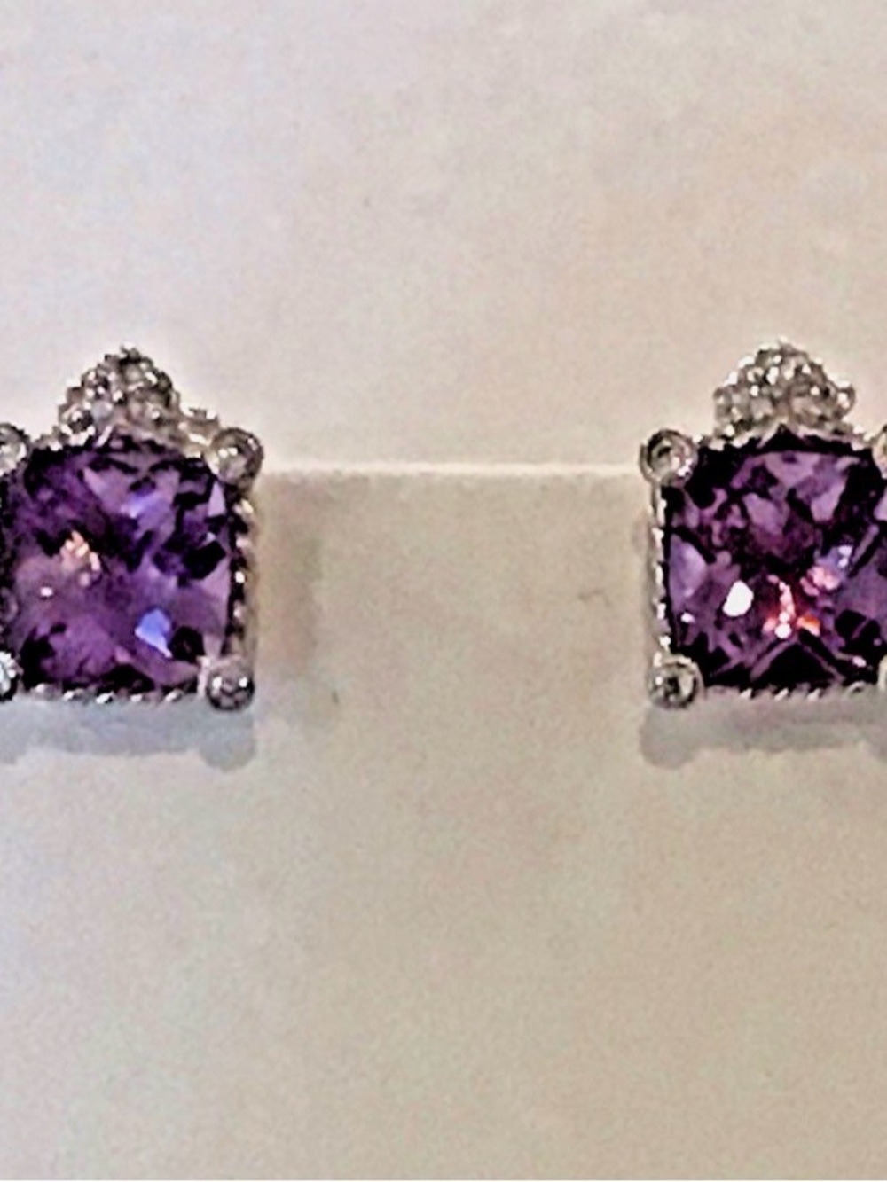 Judith Ripka  Silver  amethyst Stud Earrings